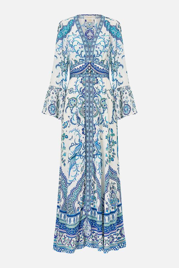 Camilla Shaped Waistband Dress With Ruffle Sleeve