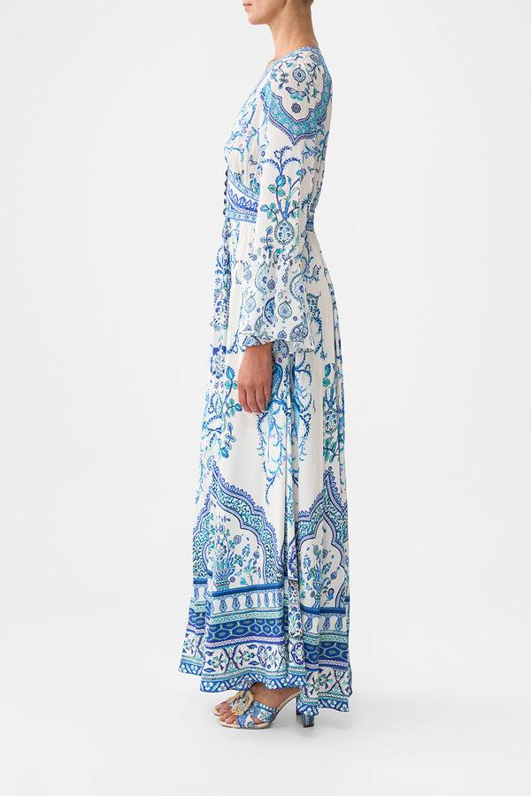 Camilla Shaped Waistband Dress With Ruffle Sleeve