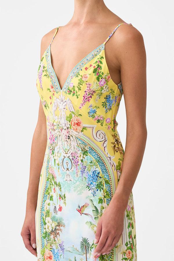 Camilla V Neck Full Length Bias Slip Dress