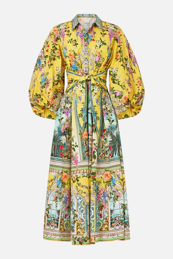 Camilla Waist Tie Shirt Dress With Bubble Sleeve
