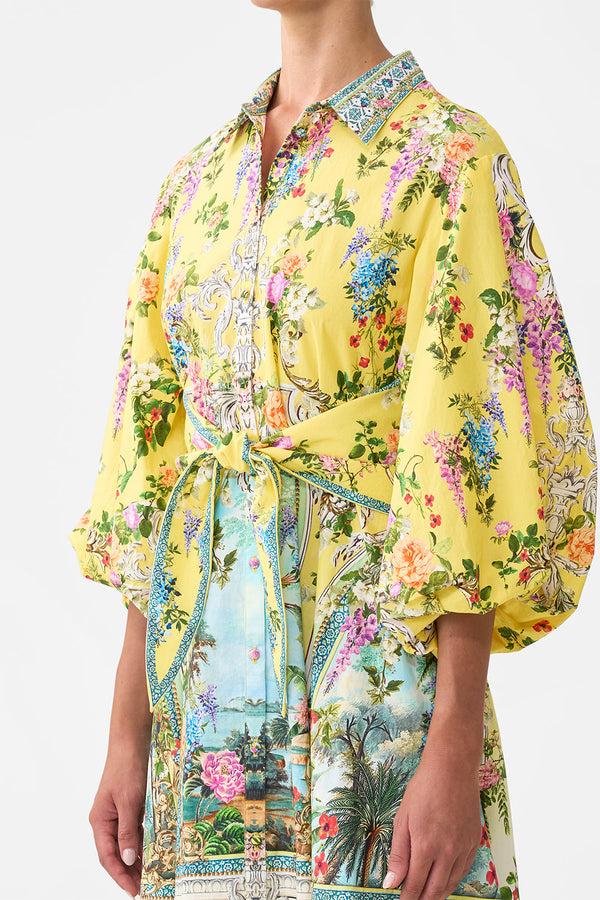Camilla Waist Tie Shirt Dress With Bubble Sleeve