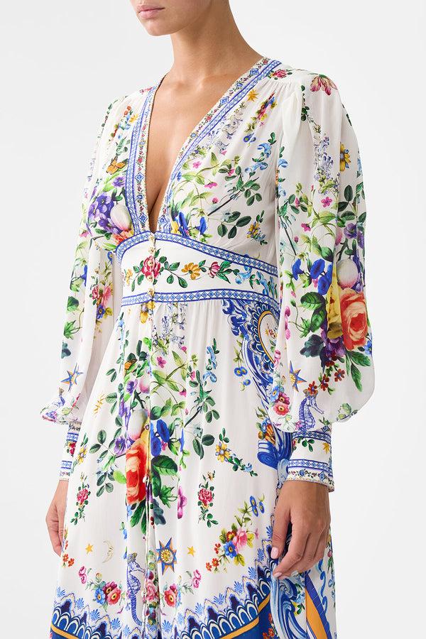 Camilla Shaped Waistband Dress With Gathered Sleeves