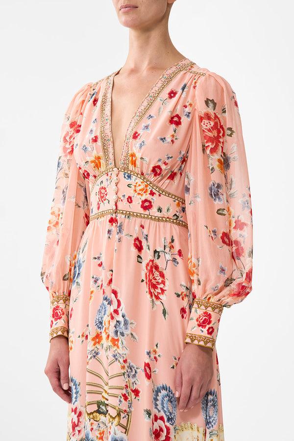 Camilla Shaped Waistband Dress With Gathered Sleeves