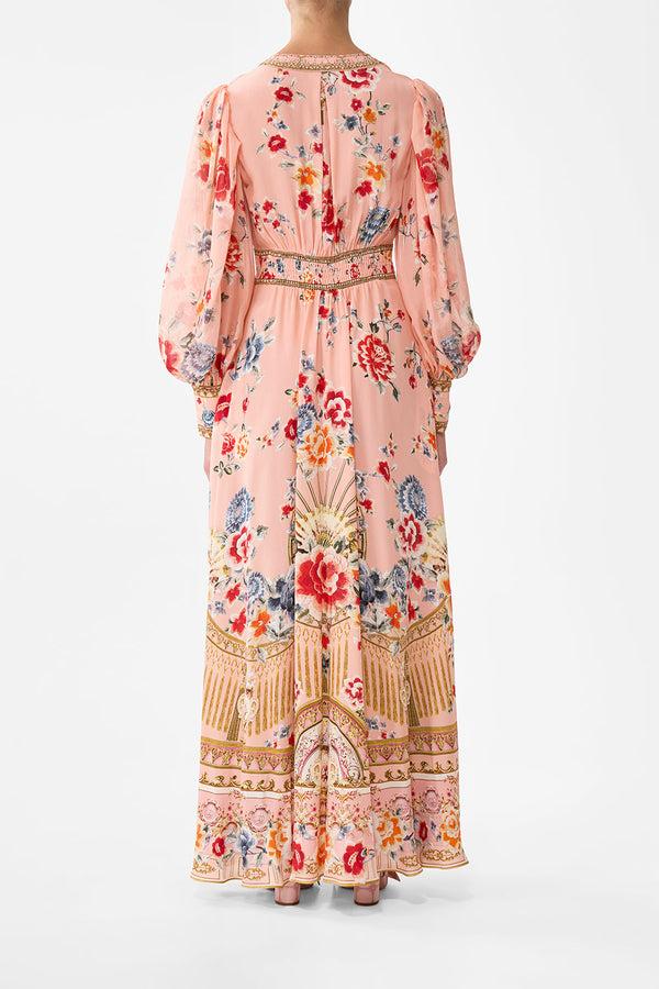 camilla shaped waistband dress with gathered sleeves