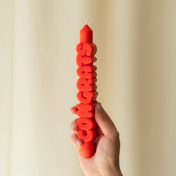 Candlehand 3D Taper Candles Congrats Taper Candle