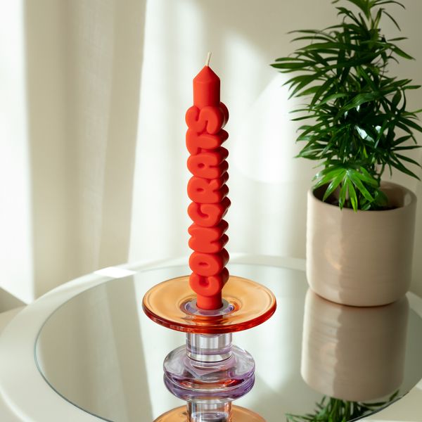 Candlehand 3D Taper Candles Congrats Taper Candle