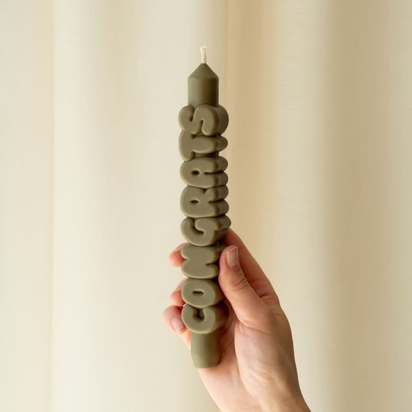 Candlehand 3D Taper Candles Congrats Taper Candle
