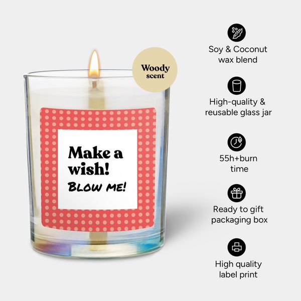 Candlehand Funny Quote Candle Make A Wish Blow Me