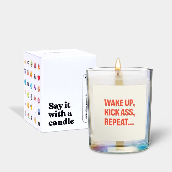Candlehand Funny Quote Candle Wake Up Kick Ass Repeat…