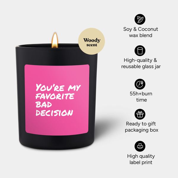 Candlehand Funny Quote Candle You’re My Favorite Bad Decision