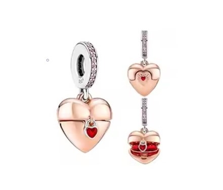 candy candle 925 Sterling Heart locket Dangle Charm