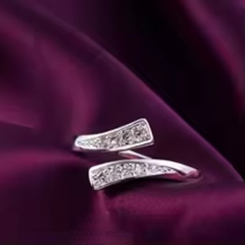 candy candle 925 Sterling Silver AAA Zircon Open Ring (Resizable)