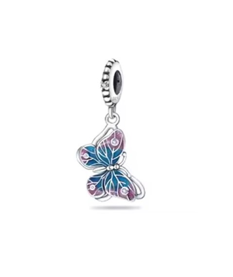 Candy Candle 925 Sterling Silver Butterfly Charm With Pink And Blue Hues