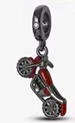 Candy Candle 925 Sterling Silver Dark Rider Motorbike Charm (Dark Collection)