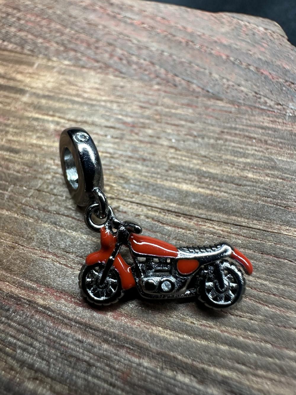 Candy Candle 925 Sterling Silver Dark Rider Motorbike Charm (Dark Collection)