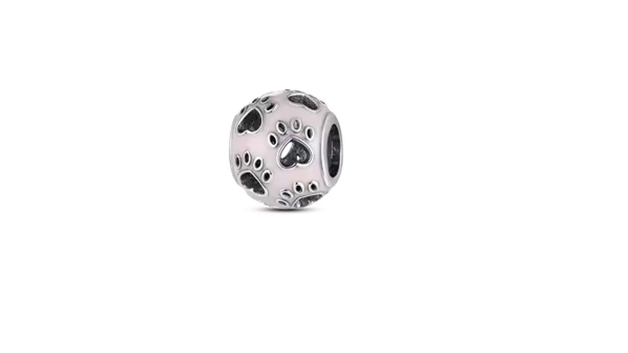 candy candle 925 Sterling Silver Dog Footprint Bead Charm