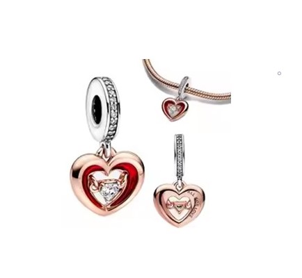 candy candle 925 Sterling Silver Heart Dangle Charm
