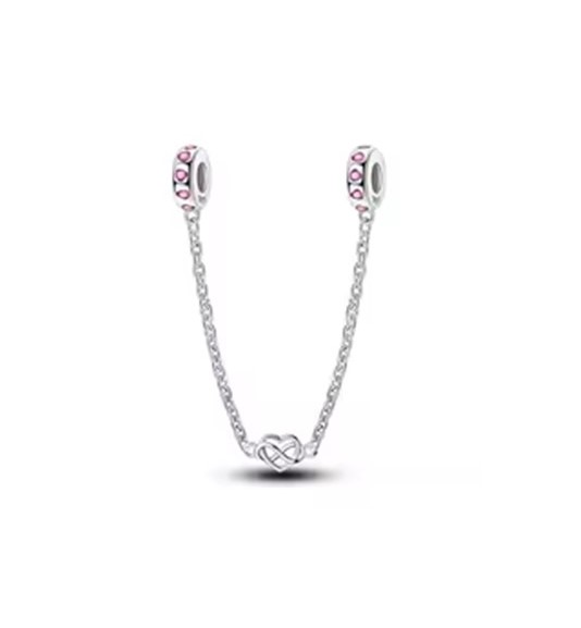 Candy Candle 925 Sterling Silver Heart Safety Chain