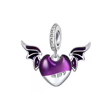 Candy Candle 925 Sterling Silver Heart With Wings Charm