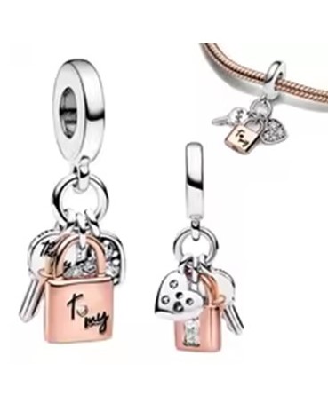 Candy Candle 925 Sterling Silver Love Lock Dangle Charm Product Description