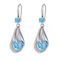 Candy Candle 925 Sterling Silver Luxury Blue Crystal Zircon Earrings