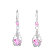 candy candle 925 Sterling Silver Luxury Pink Crystal Zircon Earrings