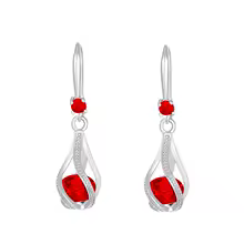 Candy Candle 925 Sterling Silver Luxury Red Crystal Zircon Earrings