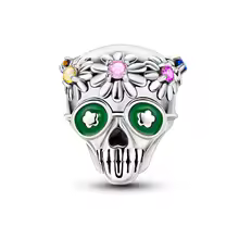 candy candle 925 Sterling Silver Rose Skull Charm – Dark Collection 