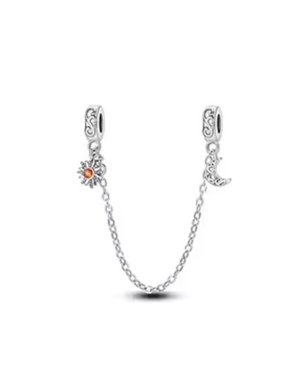candy candle 925 Sterling Silver safety Chain Charm with Sun and Moon