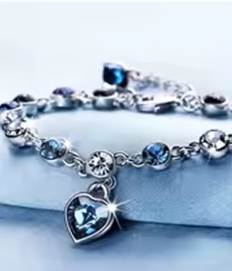 Candy Candle 925 Sterling Silver Sapphire Heart Charm Bracelet – Main Stone Zircon