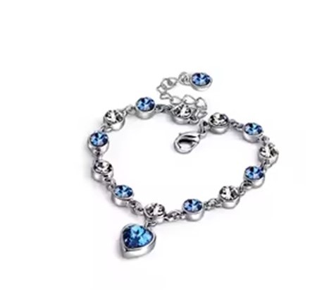 candy candle 925 Sterling Silver Sapphire Heart Charm Bracelet – Main Stone Zircon