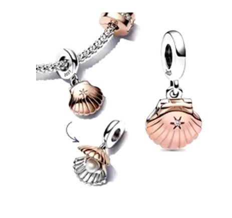 candy candle 925 Sterling Silver Sea Shell Pearl Charm