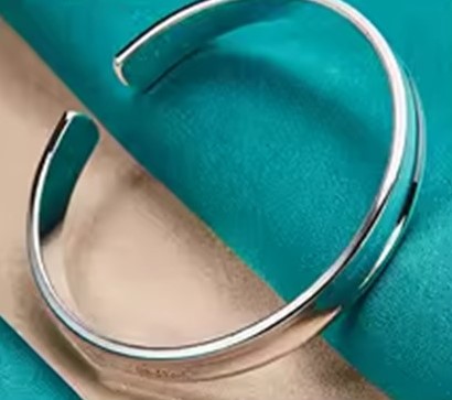 Candy Candle 925 Sterling Silver Smooth 8mm Adjustable Bangle