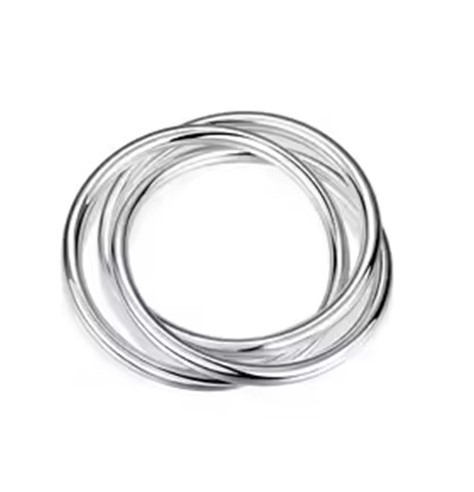Candy Candle 925 Sterling Silver Three Smooth Bangle Set