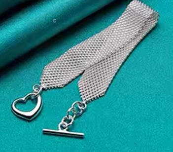 Candy Candle 925 Sterling Silver Watchband Network Heart Bracelet Chain