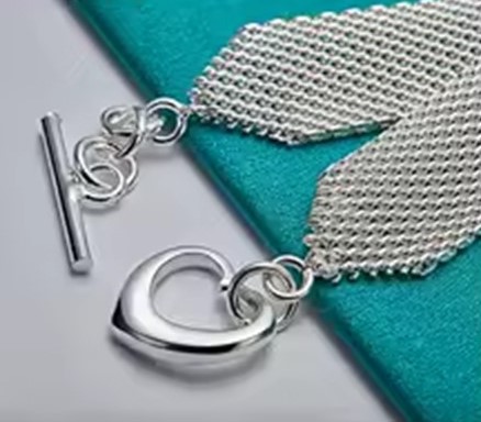 candy candle 925 Sterling Silver Watchband Network Heart Bracelet Chain