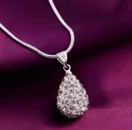Candy Candle 925 Sterling Silver Water Drop Pendent AAA Zircon Necklace