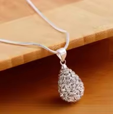 Candy Candle 925 Sterling Silver Water Drop Pendent AAA Zircon Necklace