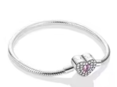 candy candle 925 Sterling Silver Zircon Heart Charm Bracelet