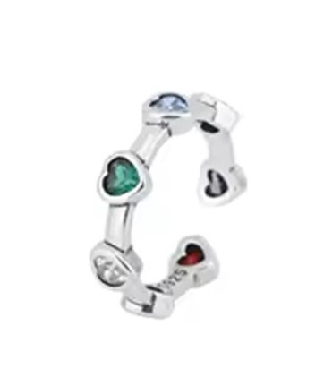 candy candle 925 Sterling Silver Zircon Heart Ring – Adjustable
