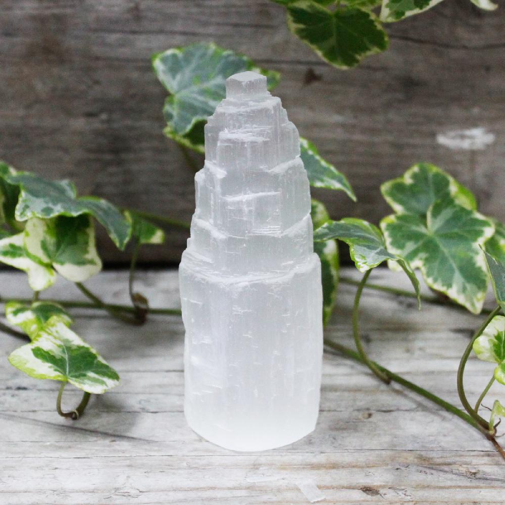 candy candle 10cm Natural Selenite Tower