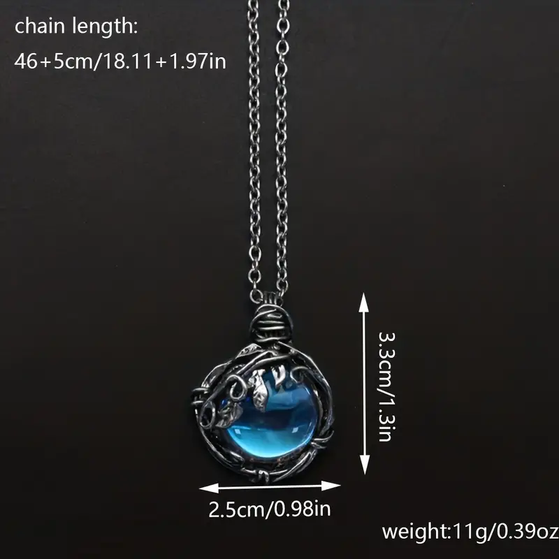 Candy Candle Blue Moonstone Leaf Pendant Necklace