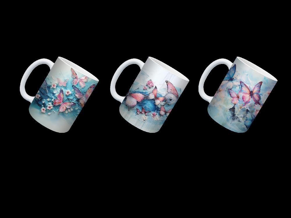 Candy Candle Ceramic Butterfly Bliss Mug Set