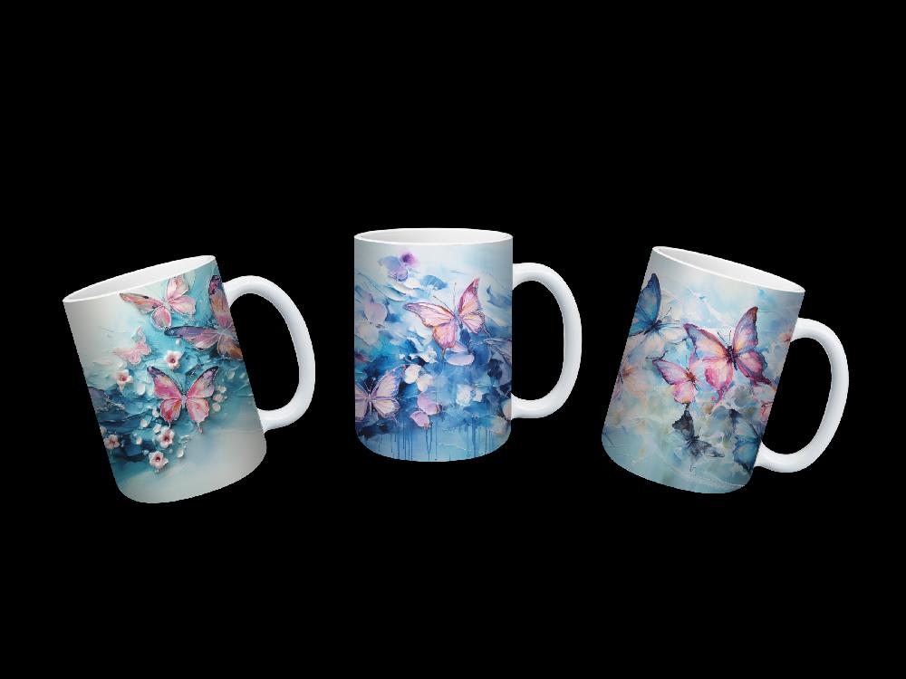 Candy Candle Ceramic Butterfly Bliss Mug Set