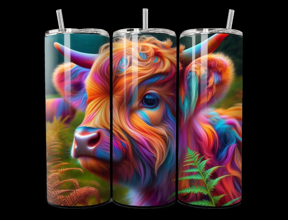 candy candle Rainbow Highland Cow Tumbler