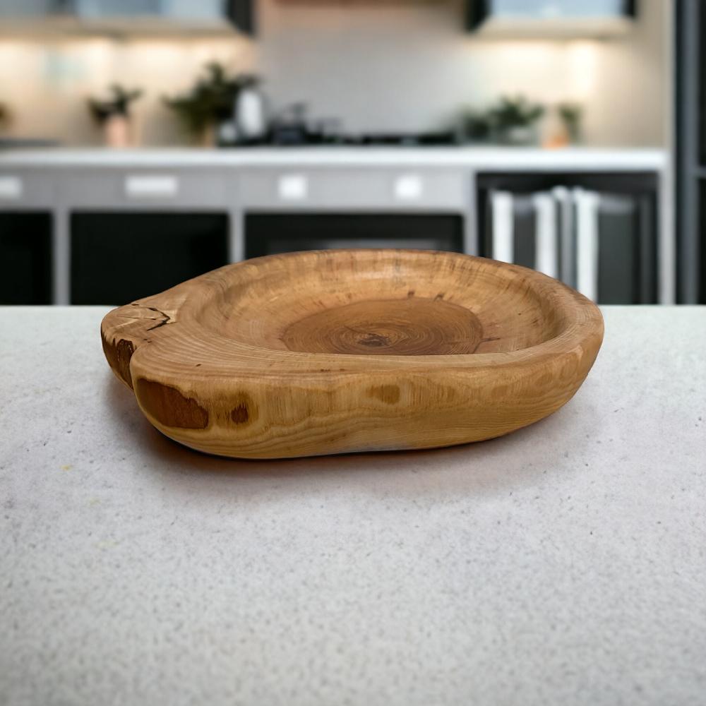 Candy Candle Solid Oak Hand Carved Bowl