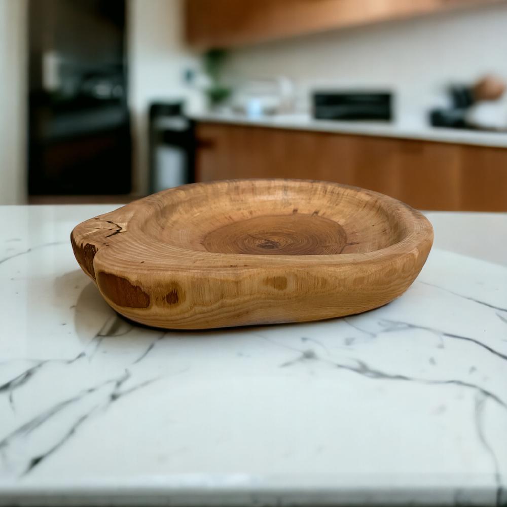 Candy Candle Solid Oak Hand Carved Bowl