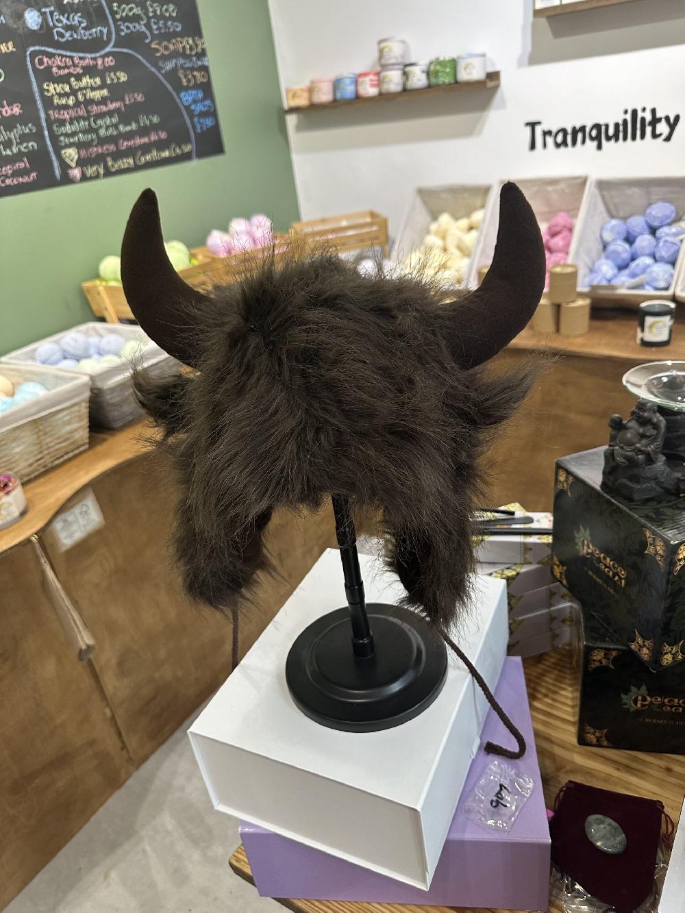 Candy Candle Unisex Yak Buffalo Horned Hat
