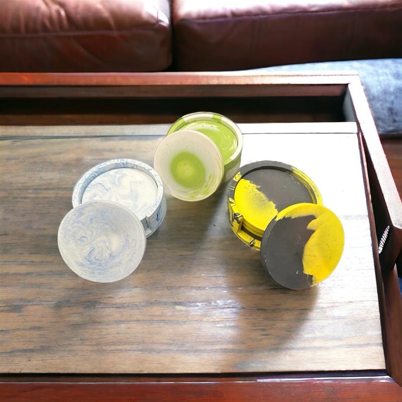 Candy Candle Marble Essence Round Jesmonite Coasters