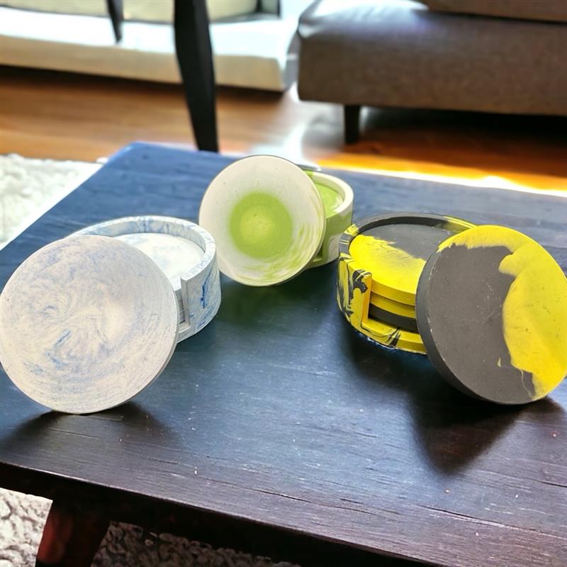 candy candle Marble Essence Round Jesmonite Coasters